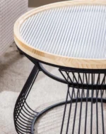 Eclipse Ribbed Glass Top Wire Frame Coffee Table - Image 2