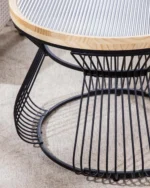 Eclipse Ribbed Glass Top Wire Frame Coffee Table - Image 3