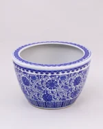 Ornate Blossom Motifs Blue & White Planter - Image 2