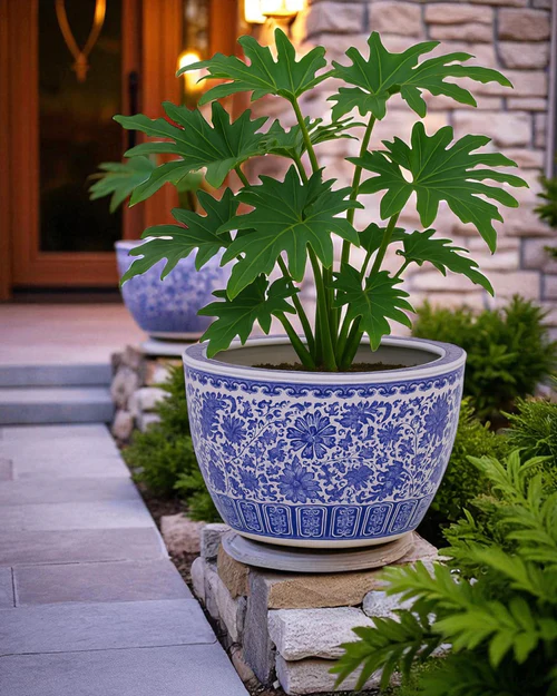 white-Photoroom-Photoroom-2025-09-04T163556.608_500x Ornate Blossom Motifs Blue & White Planter - Image 1
